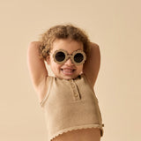 Girl wearing Oat sleeveless top and flared pants set for kids