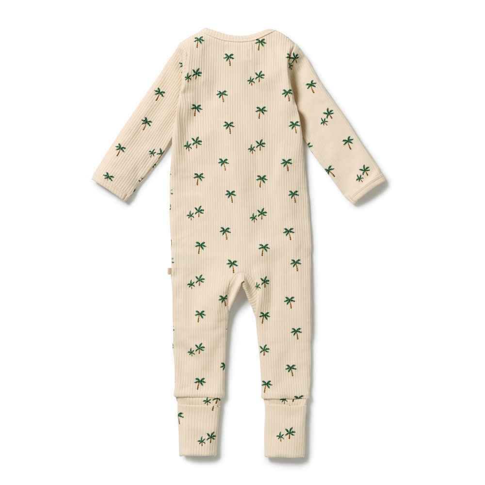 Wilson & frenchy Zipsuit with Feet in Tiny Palm Print at Cerise. This practical footed zipsuit features fold-over mittens (newborn to 000) to protect baby's delicate face, enclosed feet for warmth, and a two-way zip closure for effortless nappy changes.
