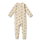 Wilson & frenchy Zipsuit with Feet in Tiny Palm Print at Cerise. This practical footed zipsuit features fold-over mittens (newborn to 000) to protect baby's delicate face, enclosed feet for warmth, and a two-way zip closure for effortless nappy changes.