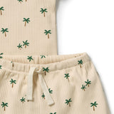 Wilson & frenchy Kids Tiny Palm Organic Shorts Sleeve Pyjamas at Cerise. Made from GOTS-certified organic cotton in a lightweight drop-needle fabric, this two-piece kids’ sleepwear set offers breathable comfort for a restful night’s sleep. The set includes a short-sleeved T-shirt and relaxed, mid-length shorts, making it an easy and practical choice for warmer weather.