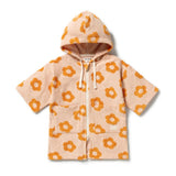 Wilson & Frenchy Daisy Glow Organic Terry Hooded Towel at Cerise. Designed with a practical zip-up front, this mid-length hooded towel is easy to pop on when it’s time to get dry. The relaxed fit allows plenty of room for comfortable movement, while two handy front patch pockets provide a practical place for little hands or small treasures.