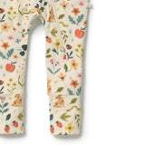 Wilson & frenchy Zipsuit with Feet in Summeer Garden Print at Cerise. This practical footed zipsuit features fold-over mittens (newborn to 000) to protect baby's delicate face, enclosed feet for warmth, and a two-way zip closure for effortless nappy changes.