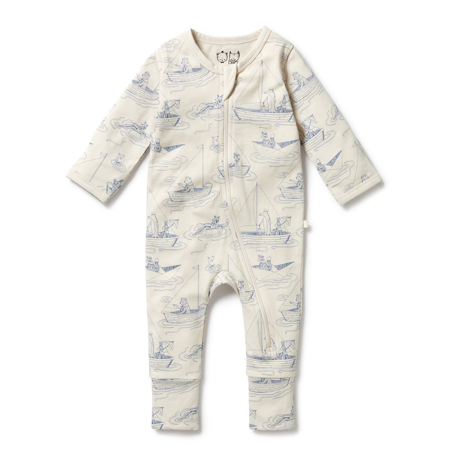 Wilson & Frenchy Sail Away Organic Zipsuit with Feet