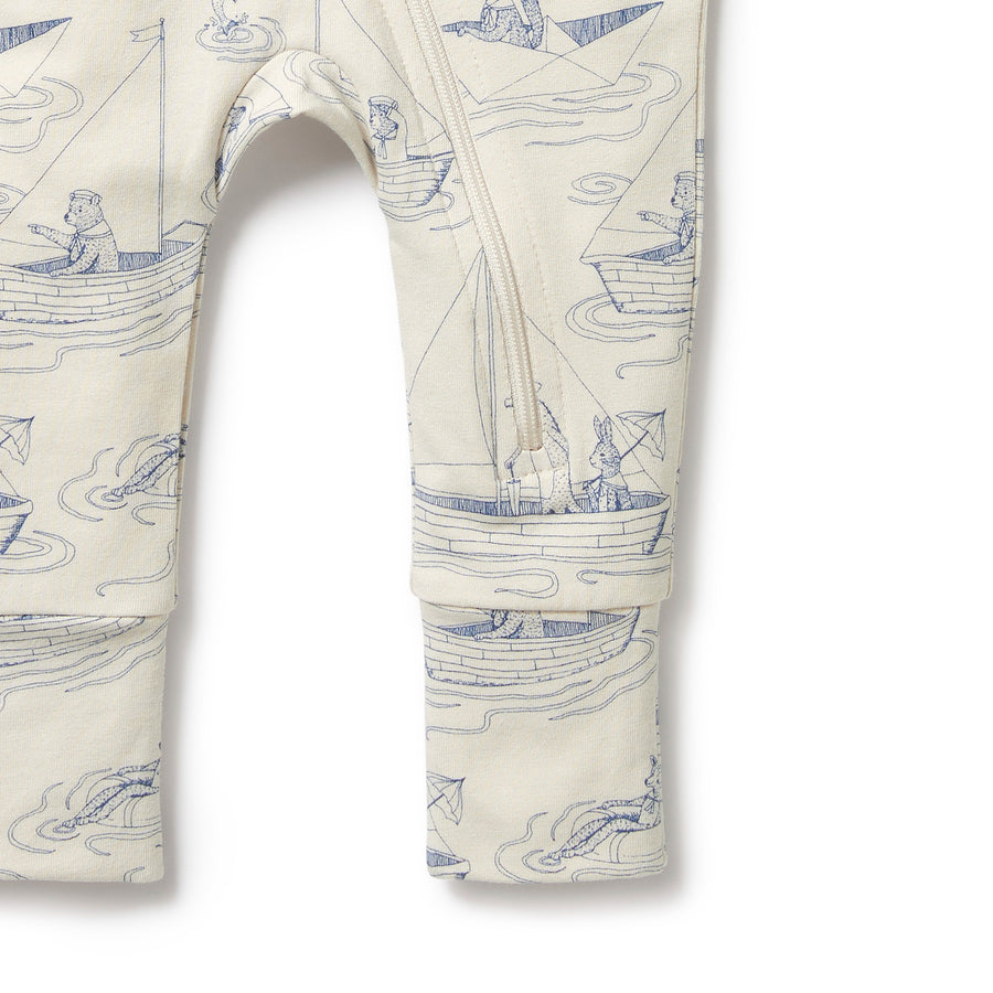 Wilson & Frenchy Sail Away Organic Zipsuit with Feet