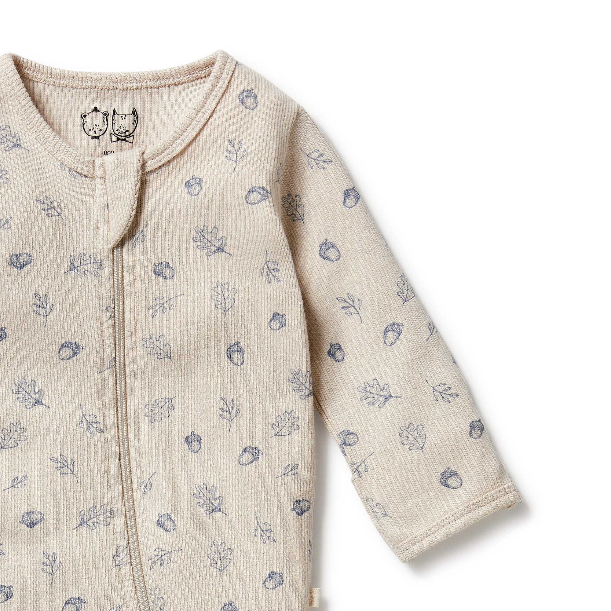 Wilson & Frenchy Falling Oak organic Zipsuit with Feet