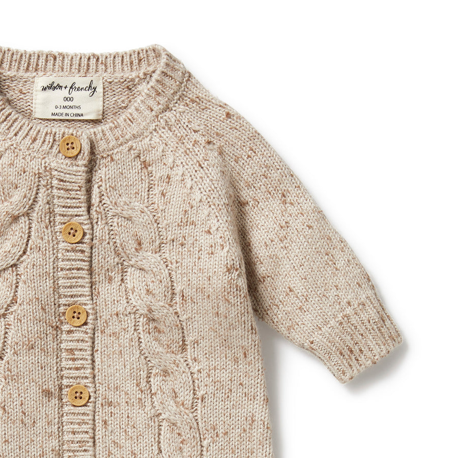 Wilson & Frenchy Almond Fleck Knitted Cable Growsuit