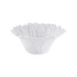 White daisy decorative bowl with scalloped edge on a white background