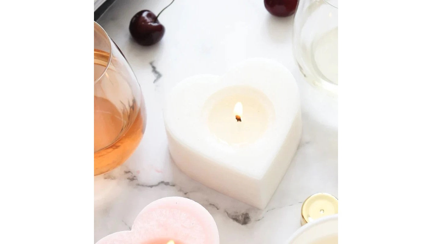 White Pinot Noir Granite Heart Shaped Candle
