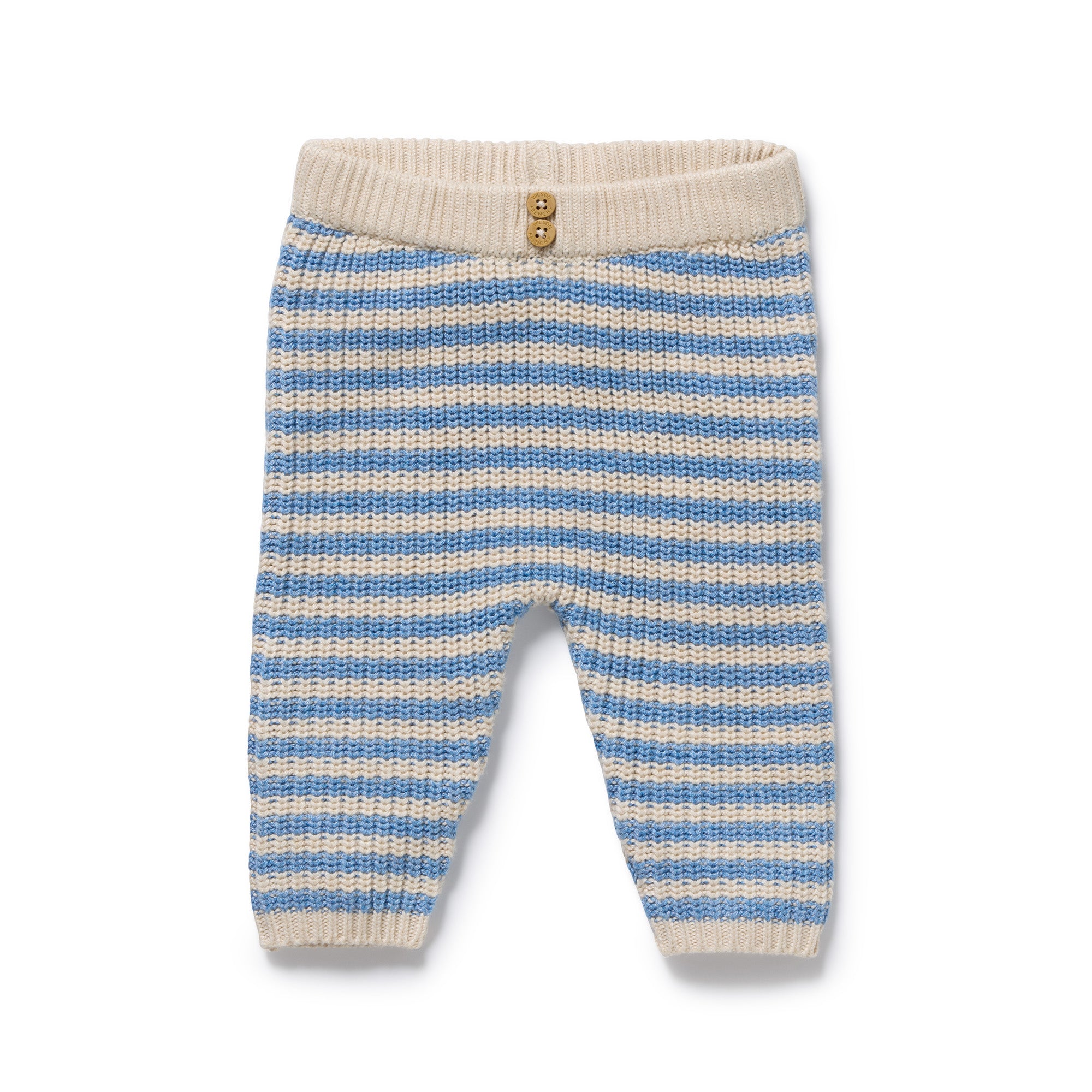 Wilson & Frenchy Frosted Blue Chunky rib  baby leggings, made from a supersoft bamboo, wool and cotton mix at Cerise NZ