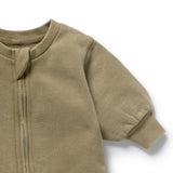 Wilson & Frenchy Olive 100% organic cotton growsuit to suit baby girls and boys at Cerise NZ