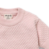 Wilson & Frenchy Knitted Bubble Jumper in a prretty marshmellow pink colour with crew neck and bubble knit allover pattern. Made from a lovely soft bamboo, cotton and wool mix at Cerise NZ