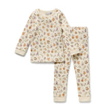 Wilson & Frenchy Maple Glow long sleeved organic pyjamas in a floral print in earthy colours at  Cerise