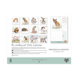 Back page of Wrendale calendar showing monthly illustrations