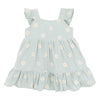 Soft green with white daisy print sun  dress with flutter sleeves