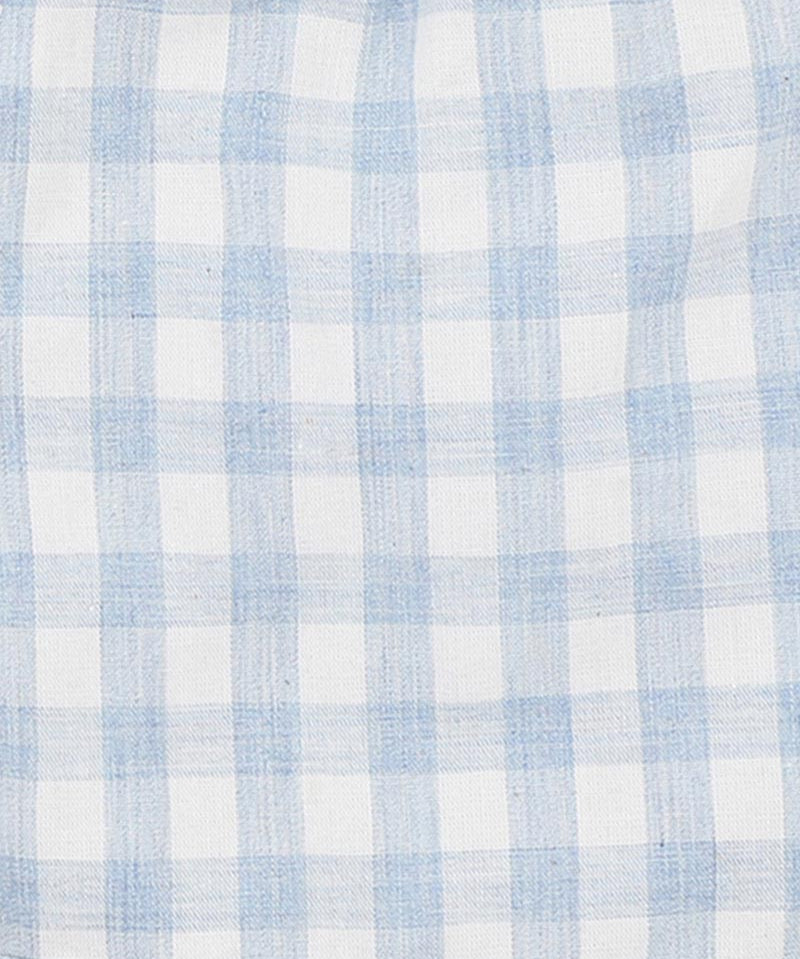 Close-up of blue and white checkered fabric pattern