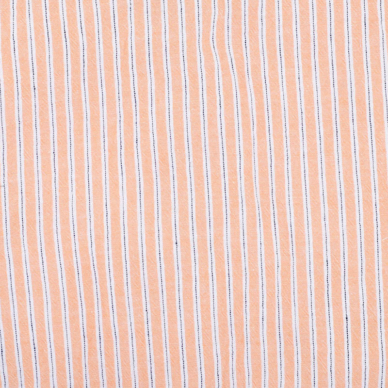 Melon striped cotton romper with natural wood buttons