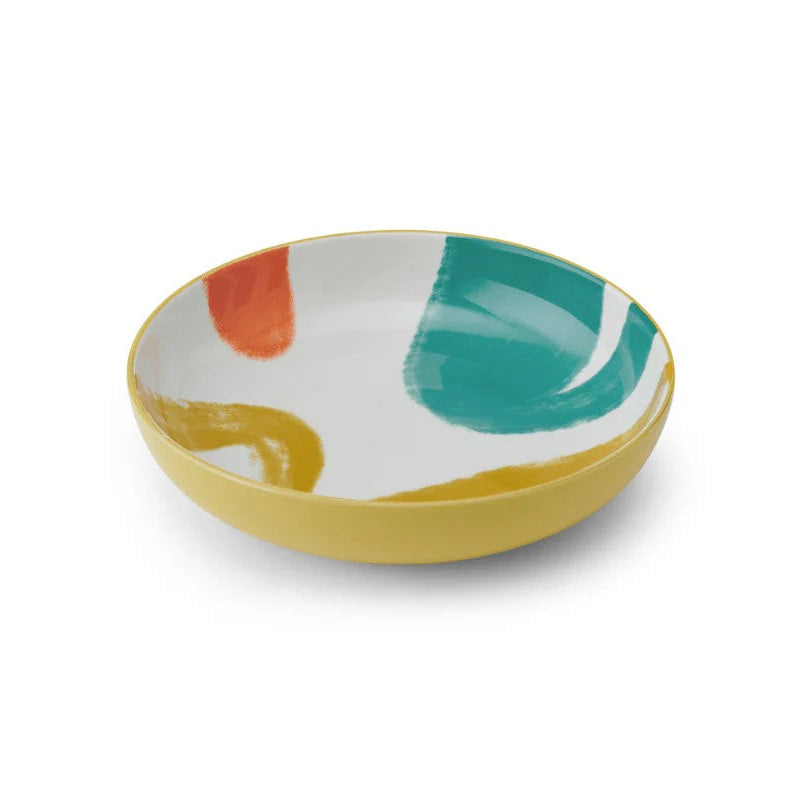 Colorful ceramic bowl on a white background
