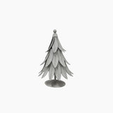 Decorative grey metal Christmas tree on a white background