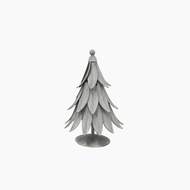 Decorative grey metal Christmas tree on a white background