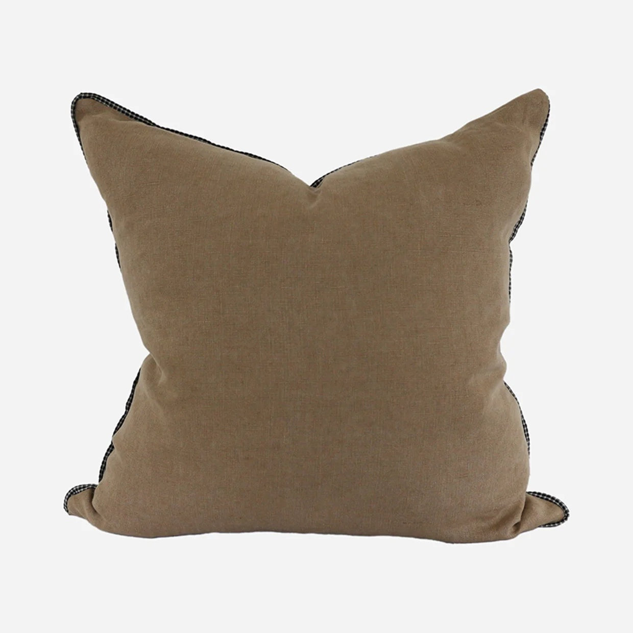  CC Interiors Sabra Linen Cushion Cover in beige at Cerise. 50x50cm natural linen cushion cover with striated trim. Unfilled; inner sold separately.
