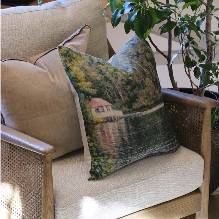 CC Interiors Sabra - beige and Daylesford  Linen Cushion Cover  at Cerise. Measures 50x50cm . Unfilled. Inner sold separately.