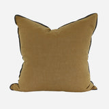 CC Interiors Mustard Linen Cushion Cover with Natural Linen Back and striated Trim at Cerise. Measures 50 x 50cm.
