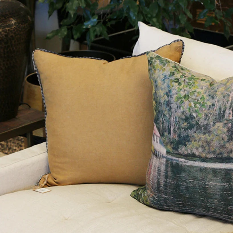 CC Interiors Mustard Linen and Daylesford Linen Cushion Covers at Cerise. Measure 50 x 50cm