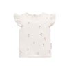 White cotton childs tio with cherry print and flutter sleeves