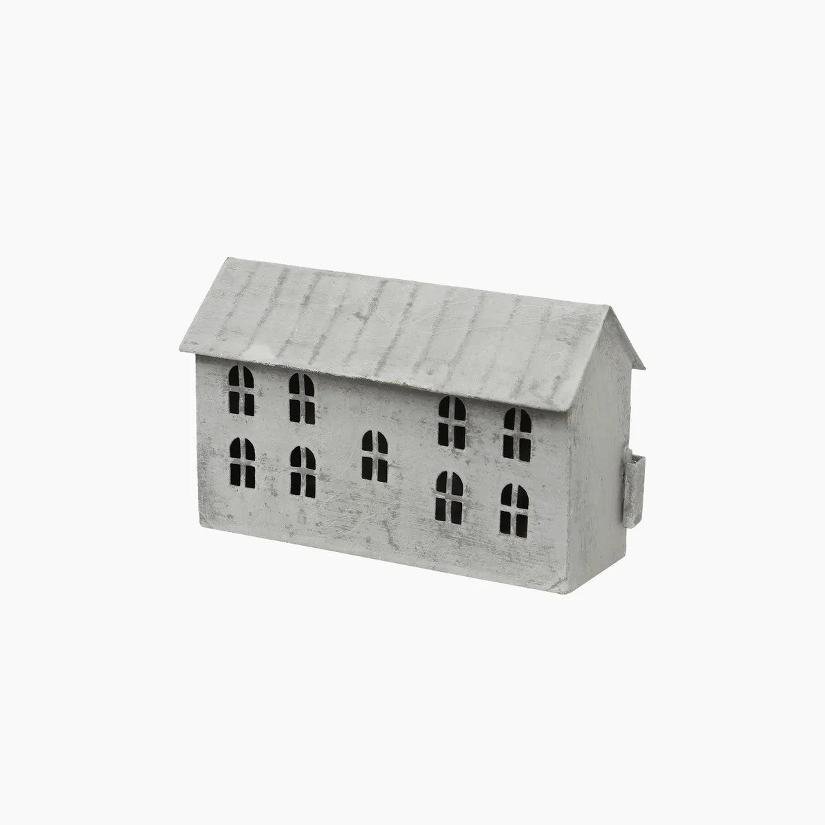 Long Grey tin tealight house