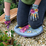 Floral design on grey background kneeler for the garden