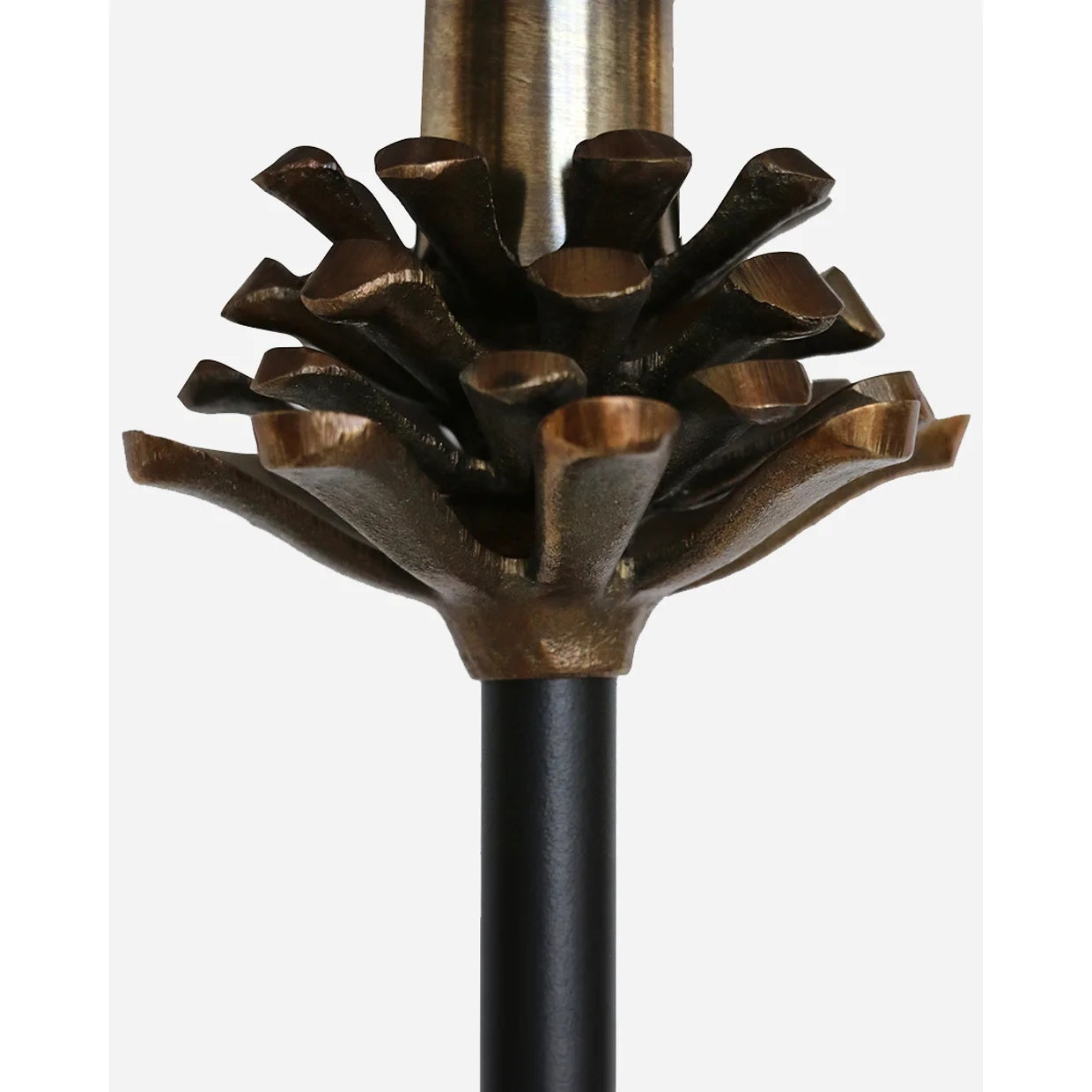 CC Interiors Pine Cone Lamp Base in Antique Brass and Black finish at Cerise.  Add character and timeless elegance to your interior with the CC Interiors Pine Cone Lamp Base in Antique Brass and Black Finish. Featuring a distinctive pine cone-inspired design, this decorative lamp base combines warm antique brass tones with classic black detailing for a sophisticated, sculptural look.