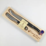 Laguiole by Jean Neron two piece cheese set with black handles in a wooden gift box at Cerise