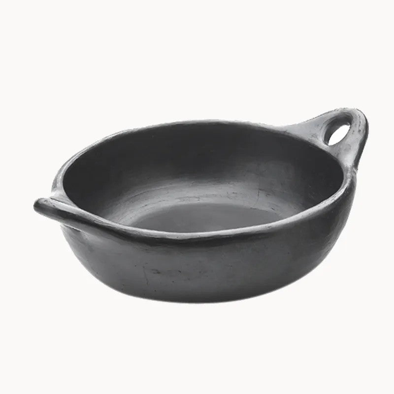 Round Black La Chamba Serving Dish with handles