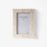 Floral etched and carved rectangular shaped photo frame
