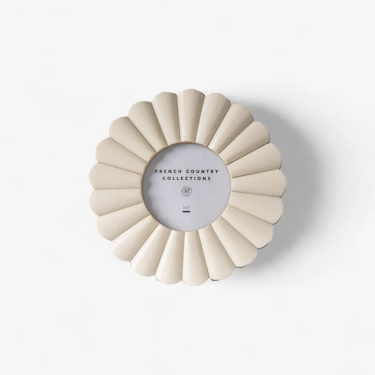 Hand carved ivory coloured round photo frame