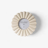 Hand carved ivory coloured round photo frame