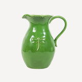 Green Ceramic Jug with embossed dragonfly on front