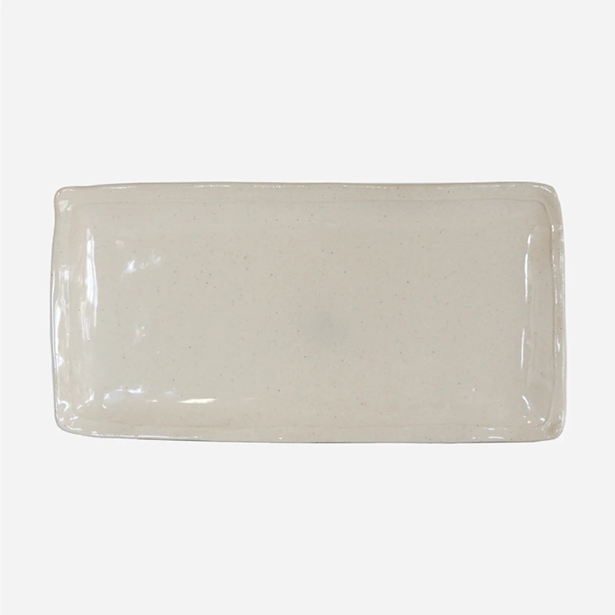 CC Interiors Lisette Rectangle Platter in sand-coloured glazed ceramic with line edge detail at Cerise