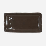 CC Interiors Lisette Rectangular Platter in sable brown glazed ceramic with dot edge detail at Cerise