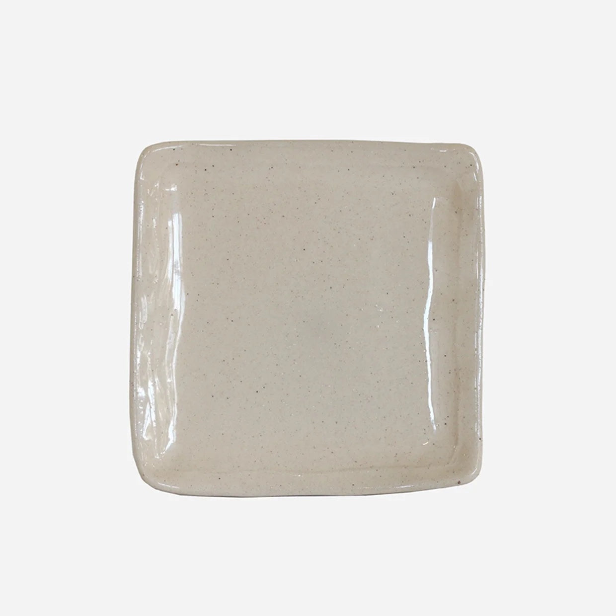 CC Interiors Lisette Square Dish in sand-coloured glazed ceramic with line edge detail at Cerise