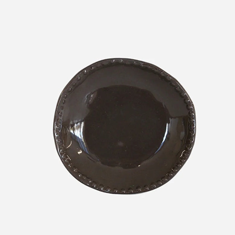 CC Interiors Lisette Petite Dish in Sable brown colour with dots detailon outer edge.  Measures 78mm in diameter.