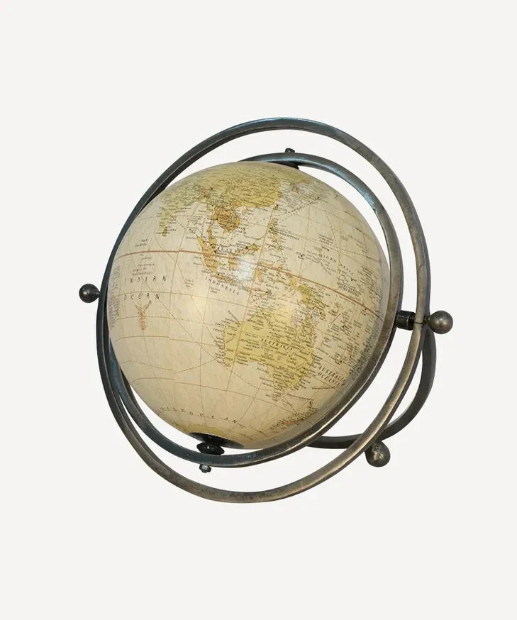 Galv decorative  globe on metal rotating base