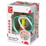 The Hape Grab Toy for babies at Cerisie is designed with flexible silicone bars that are safe and soothing for teething babies to chew, this engaging toy offers multiple ways to play. The silicone bars surround a smooth wooden centre and feature two colourful rings that create a gentle rattling sound, combining sensory exploration and auditory stimulation in one toy.