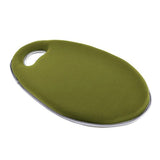 Moss green coloured gardening kneeler with Burgon Ball branding on one side