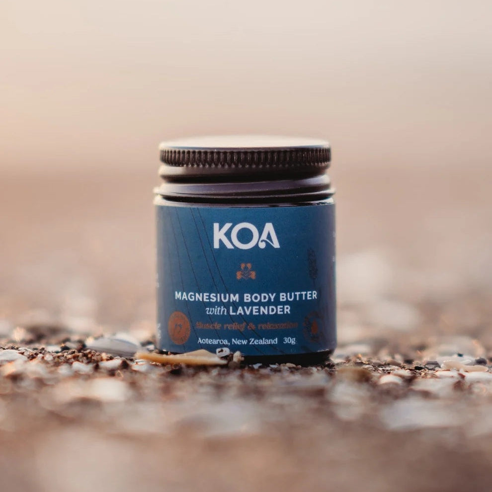 Koa Organics Magnesium Body Butter with Lavender in a 30g jar at Cerise