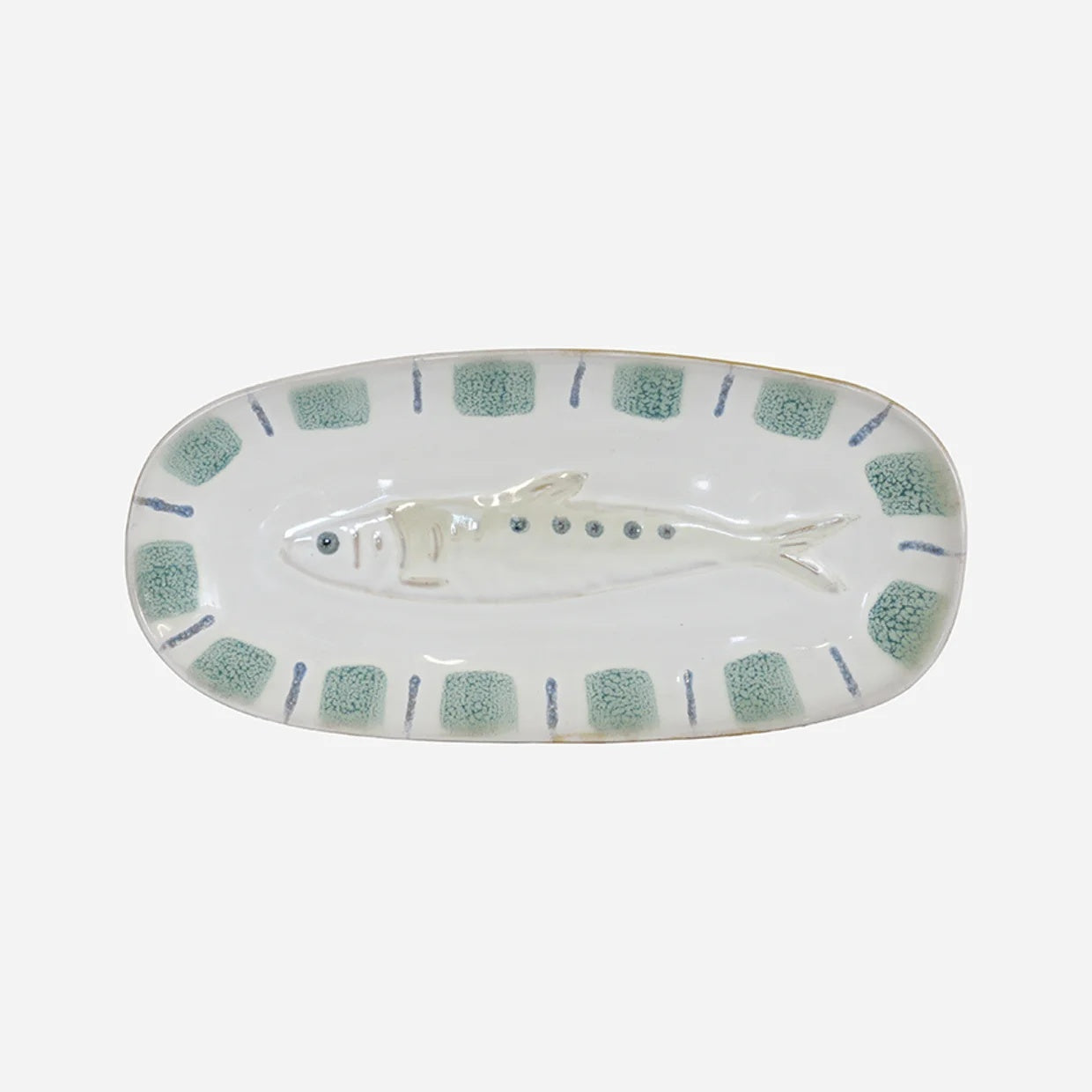  CC Interiors Sushi Plate in natural stoneware at Cerise.  Featuring a glazed finish and embossed fish detail, perfect for sushi, sashimi and appetisers