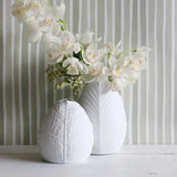 CC Interiors Small Leaf Vase in Matt White exterior finish with green glazed interior at Cerise.