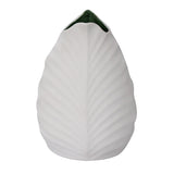 CC Interiors Large Sculptured Leaf Vase in Matt White Finish with Green Glazed Interior at Cerise.
