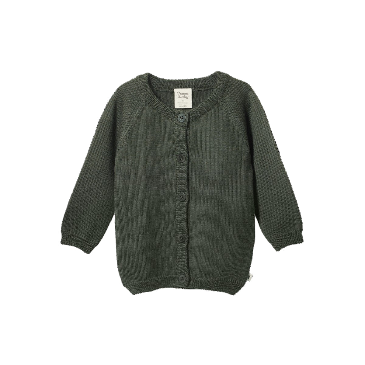 Dark Green coloured baby cardigan with bottoned front