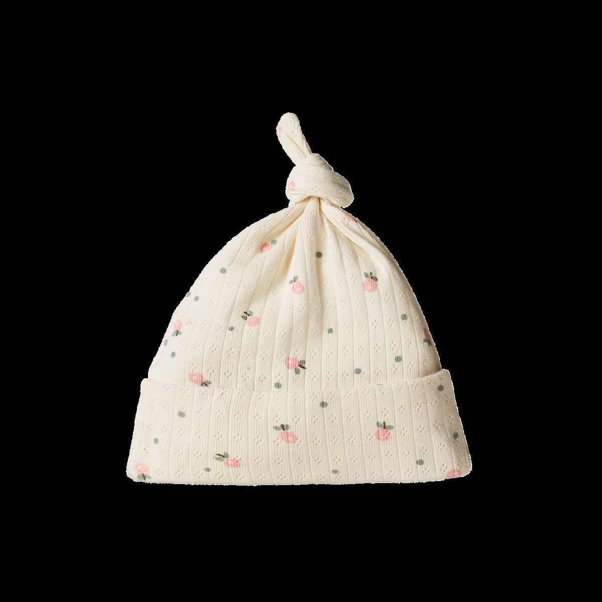Pointelle beanie in posey blossom print